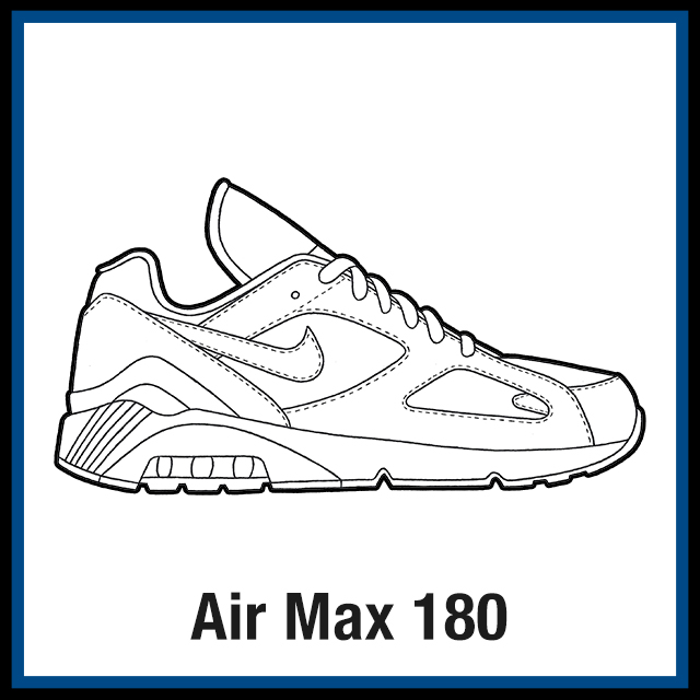 Nike Air Max 180 Sneaker Coloring Pages   Created By KicksArt