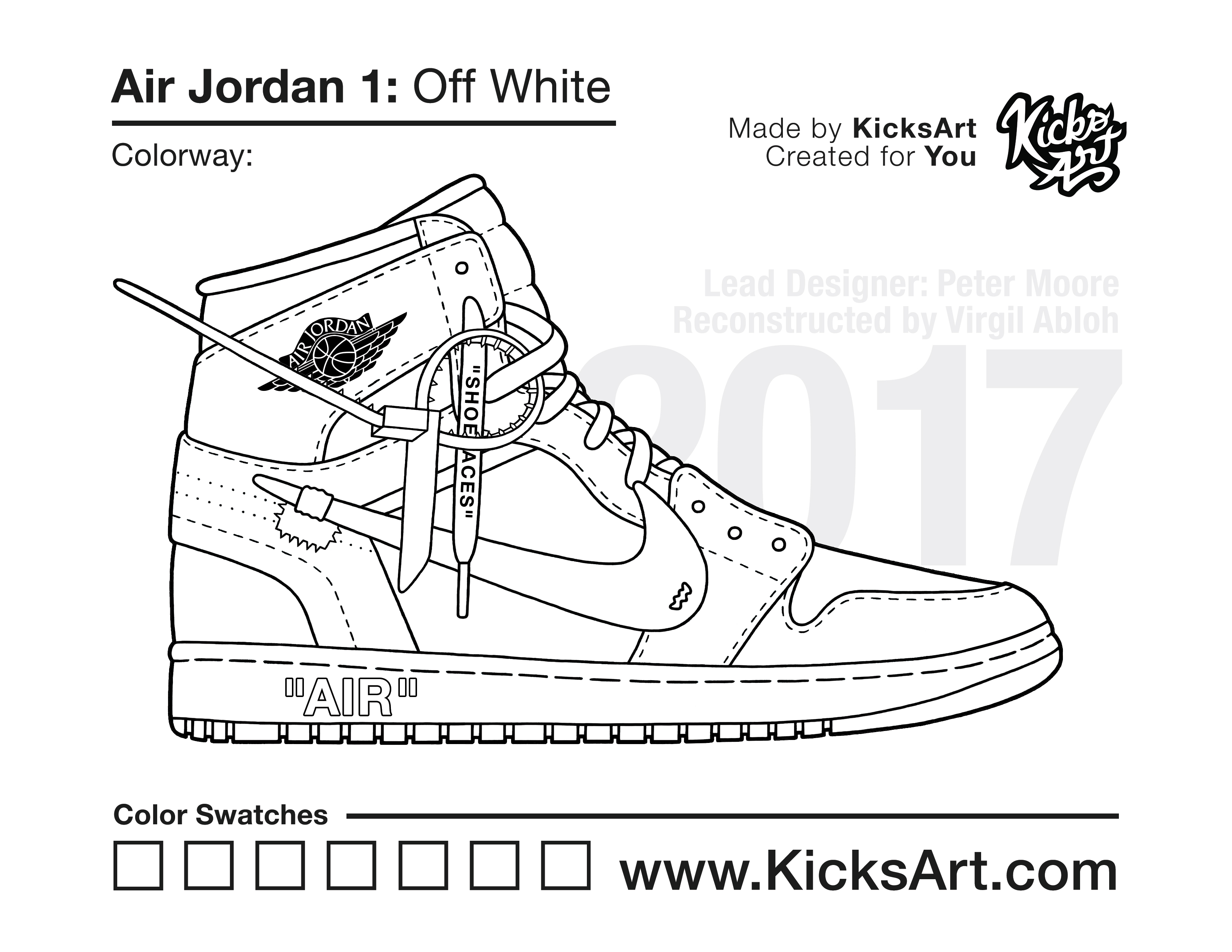 Air Jordan 1 Off White Coloring Pages - KicksArt