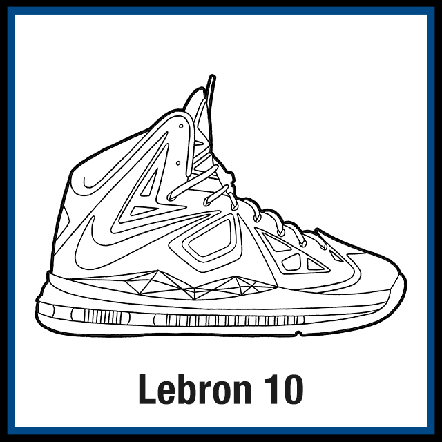Nike Lebron 10 Sneaker Coloring Pages - Created by: KicksArt