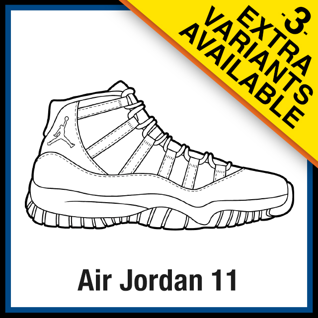 Air Jordan 11 Sneaker Coloring Page - Created by KicksArt