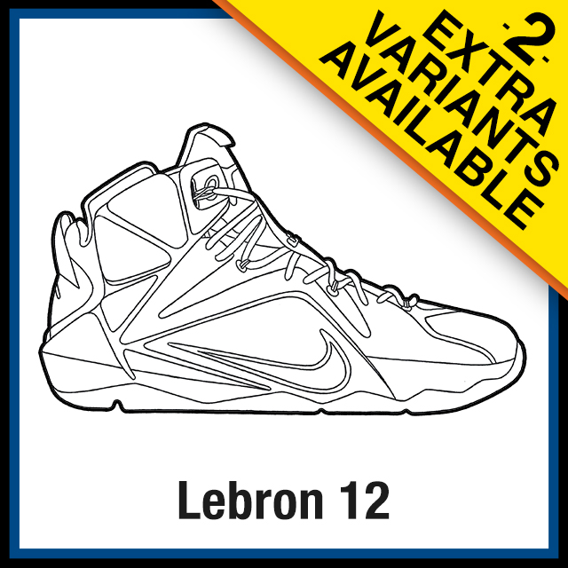 Nike Lebron 12 Sneaker Coloring Pages - Created by: KicksArt