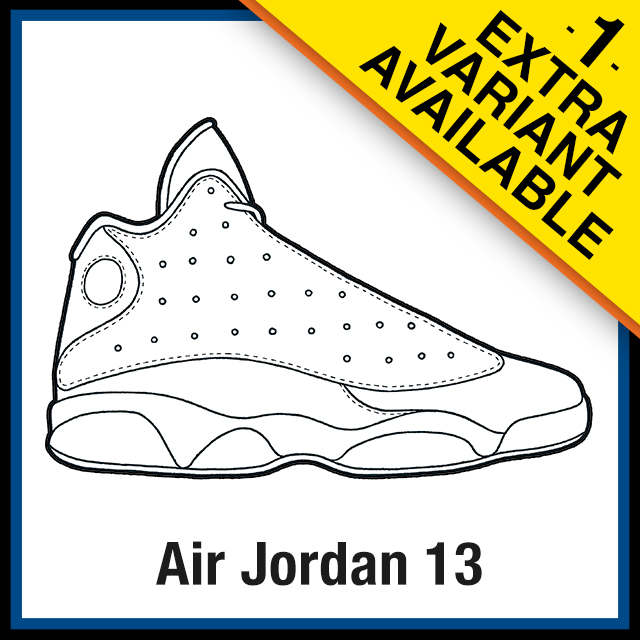 Air Jordan 13 Sneaker Coloring Pages - Created by KicksArt