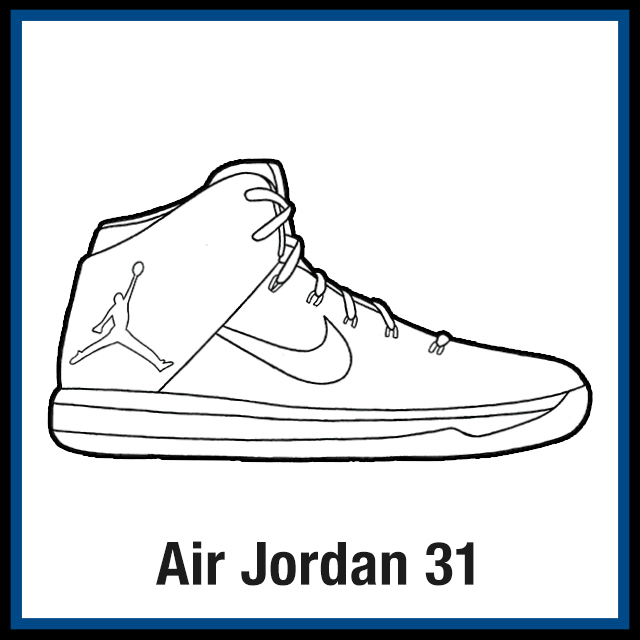 Air Jordan 31 Sneaker Coloring Pages - Created by KicksArt