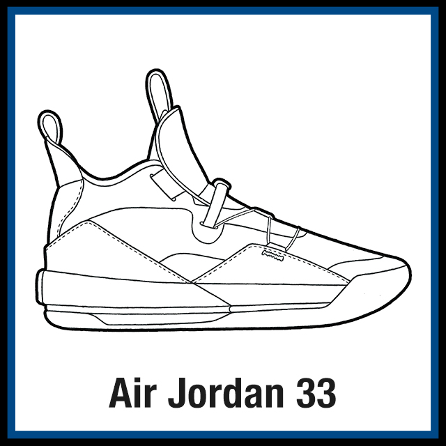 Air Jordan 33 Sneaker Coloring Pages - Created by KicksArt