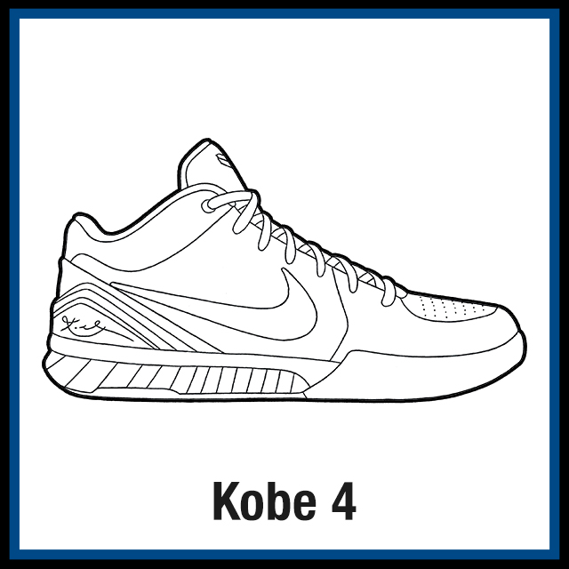 Nike Kobe 4 Sneaker Coloring Pages - Created by KicksArt