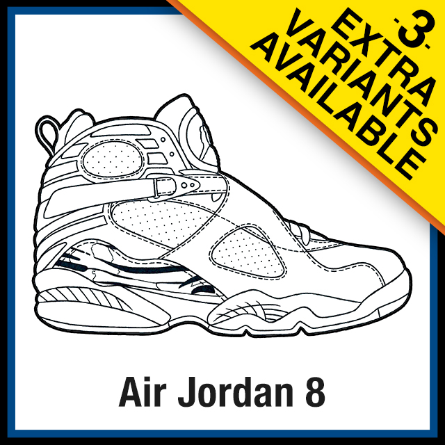 Air Jordan 8 Sneaker Coloring Pages - Created by KicksArt