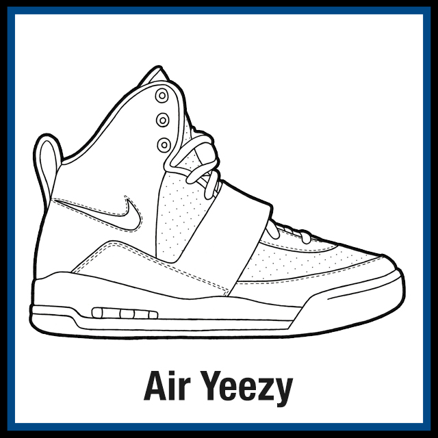 Nike Air Yeezy 1 Sneaker Coloring Pages - Created by KicksArt