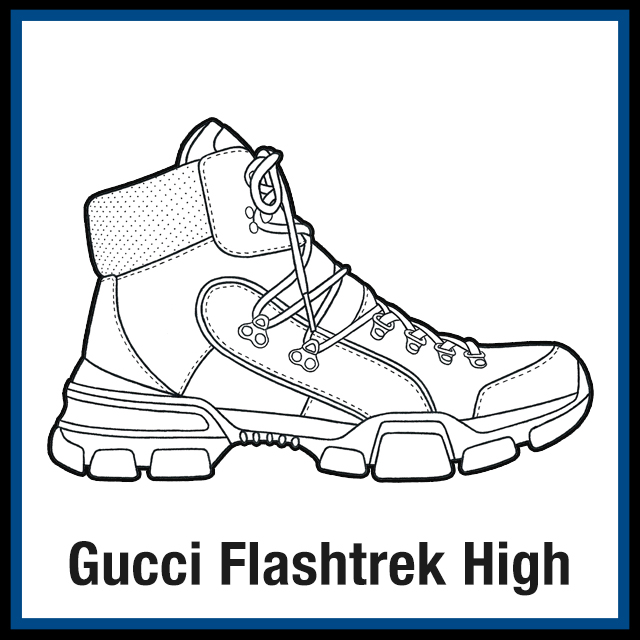 Gucci Flashtrek High Sneaker Coloring Pages Created by KicksArt