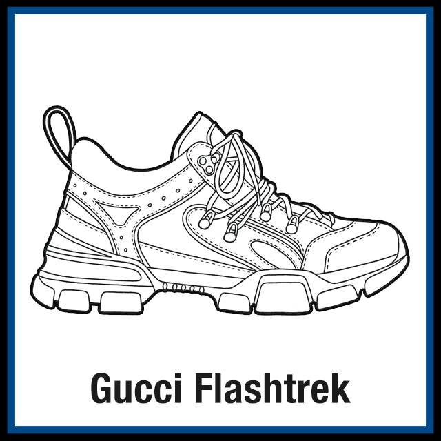 Gucci Flashtrek Sneaker Coloring Pages - Created by KicksArt