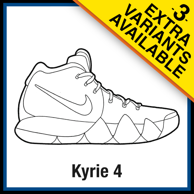 Nike Kyrie 4 Sneaker Coloring Pages - Created by KicksArt