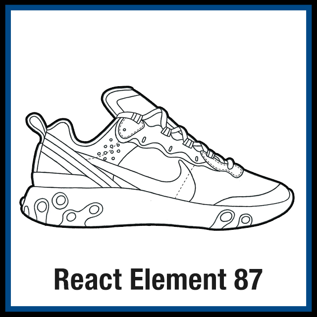 Nike React Element 87 Sneaker Coloring Pages - Created by KicksArt