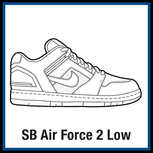 Nike SB Air Force 2 Low Sneaker Coloring Pages - Created by KicksArt