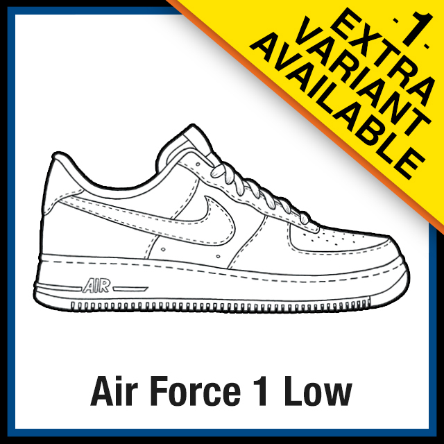 Nike Air Force 1 Low Sneaker Coloring Pages - Created by KicksArt