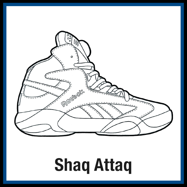 Reebok Shaq Attaq Sneaker Coloring Pages - Created by KicksArt