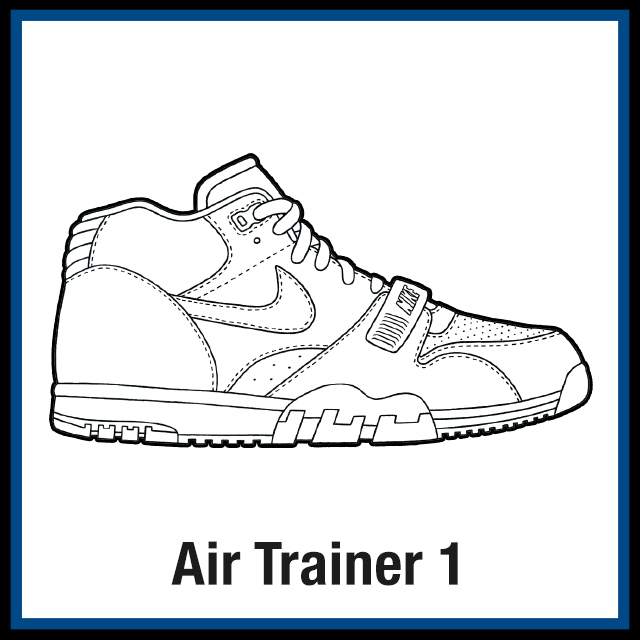 Nike Air Trainer 1 Sneaker Coloring Pages - Created by KicksArt